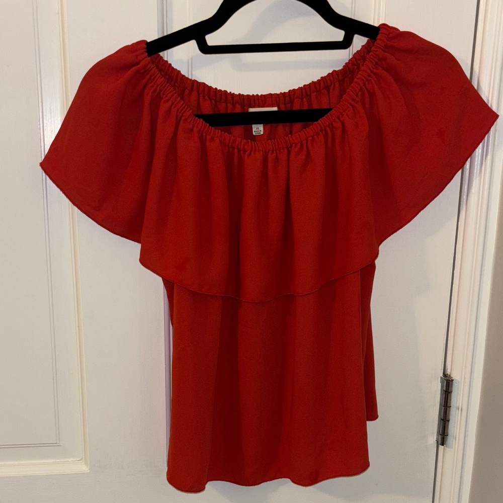 Wilfred Orange/Red Off-Shoulder Blouse